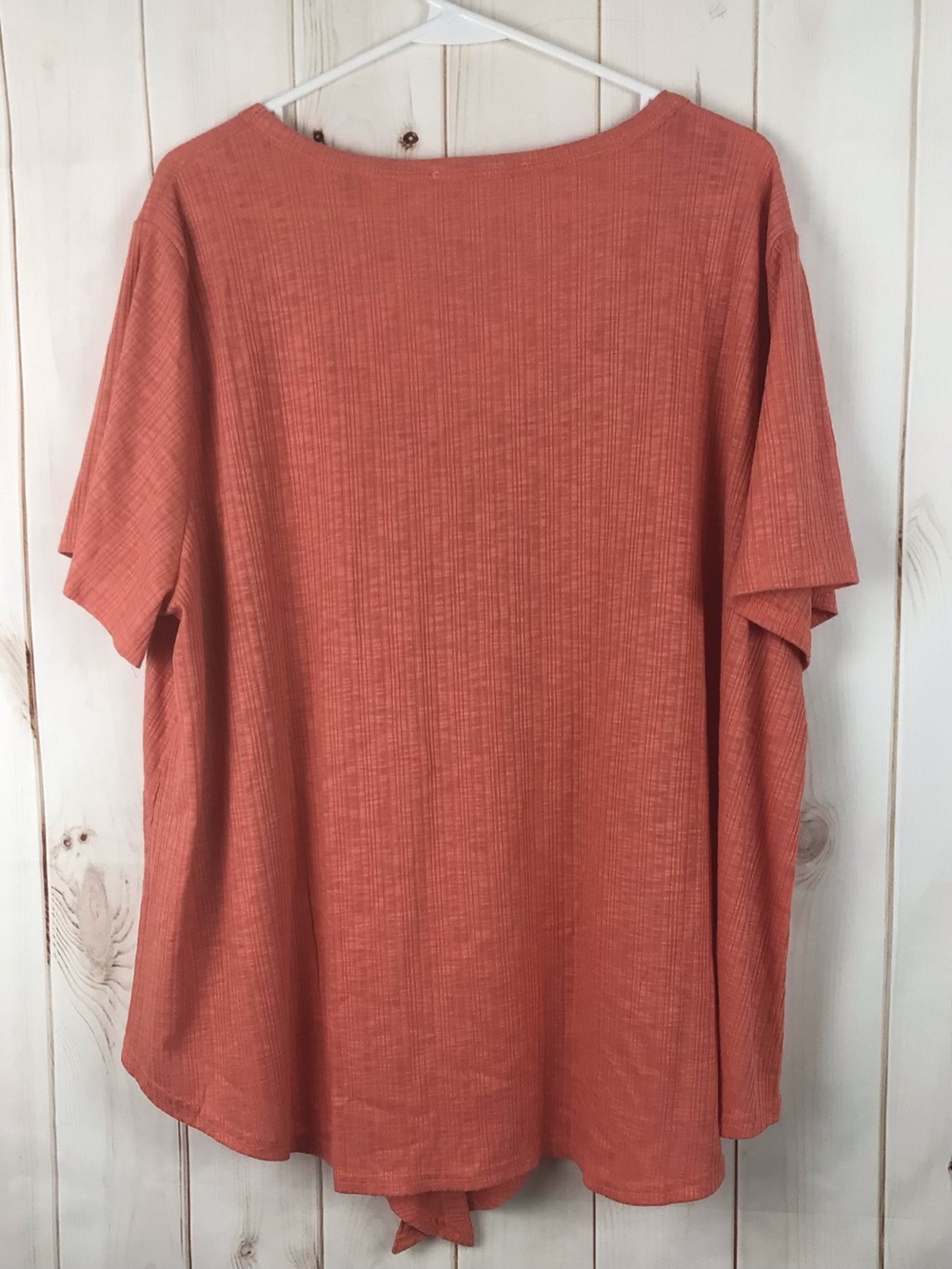 Chic Soul Burnt Orange Button-Down Scoop Neck Button Tie Front Top size 3X - Picture 2 of 7